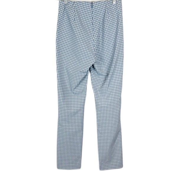 rag & bone Simone Gingham Pant High Rise Cropped Italian Stretch Blue Size 6 - Picture 7 of 11